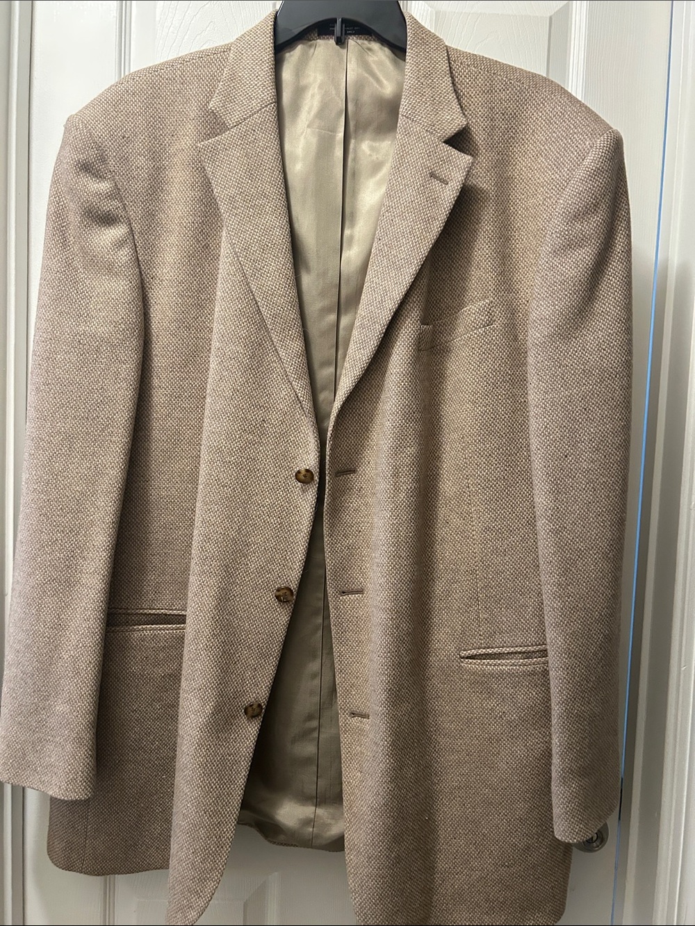 Men's Classic Beige Wool-Blend Blazer 50XL. 100% Wool Made in Columbia